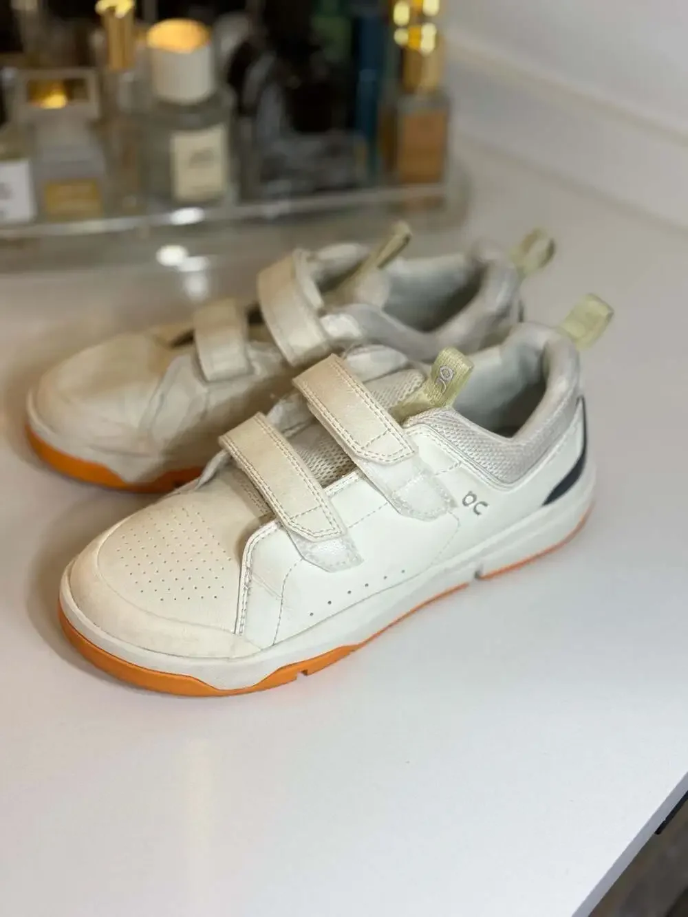 On The Roger Kids Sneakers White Orange